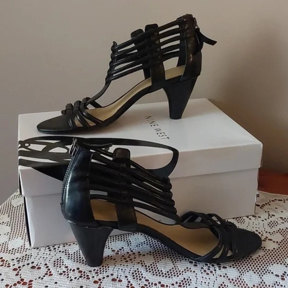 Nine West "Randwick" Black Heeled Sandals